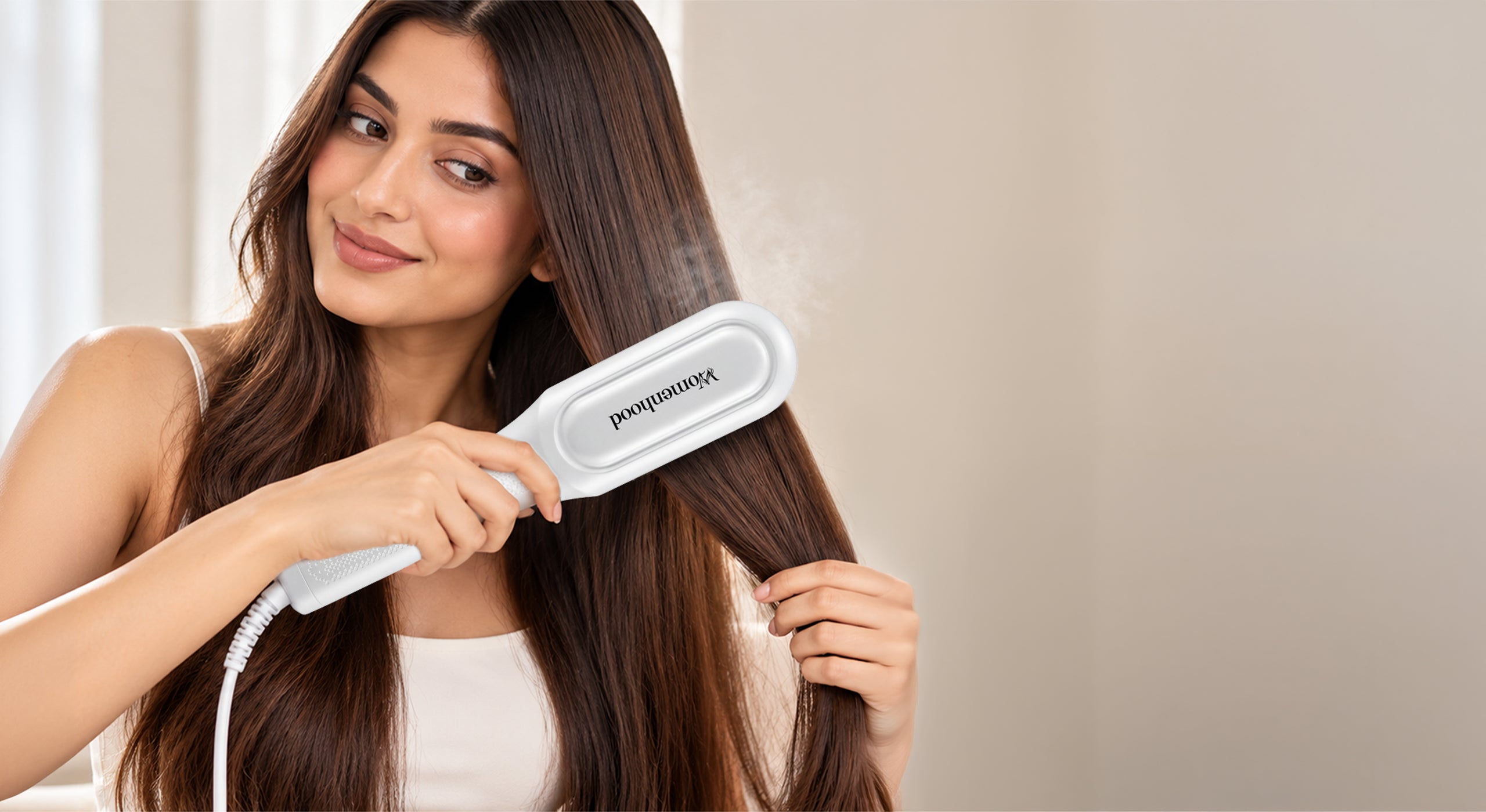 Smooth Hair, Softened by Steam.
